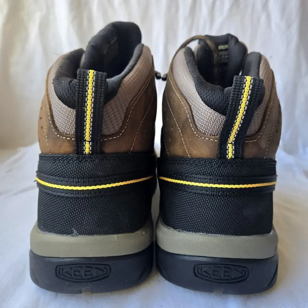 Keen Utlity Flint II Mid Mens Waterproof Leather Steel Toe Boots Brown Size 14 D